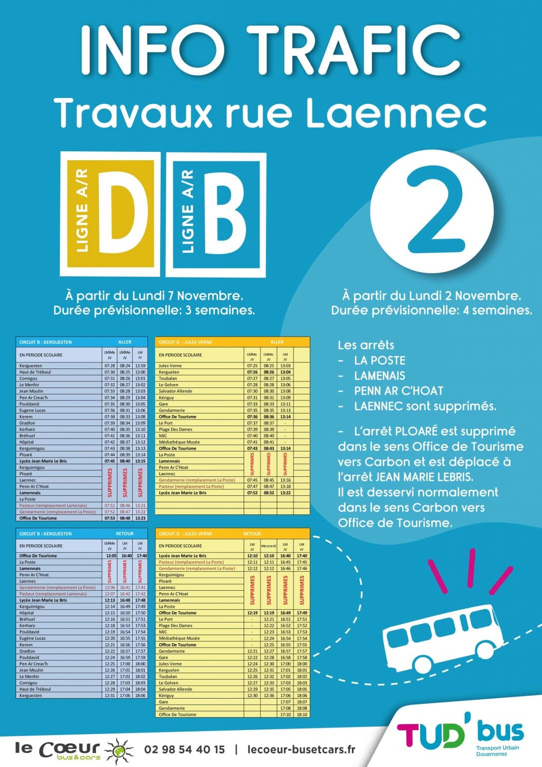 TUD'bus: Travaux Douarnenez - Le Coeur Bus & Cars