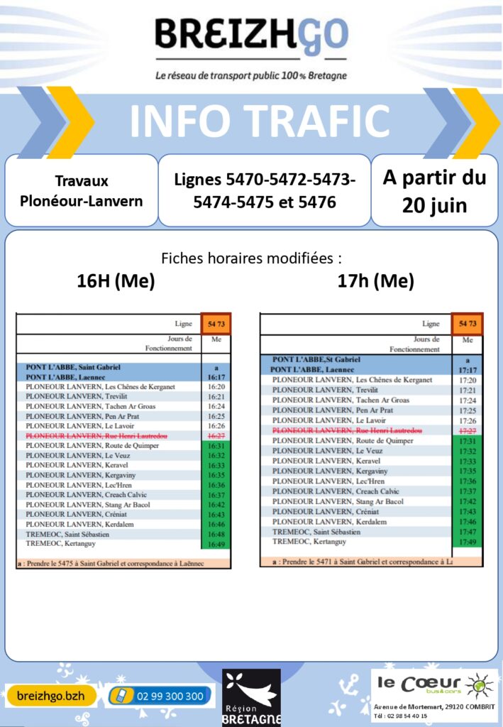 Info trafic : Travaux Plonéour-Lanvern